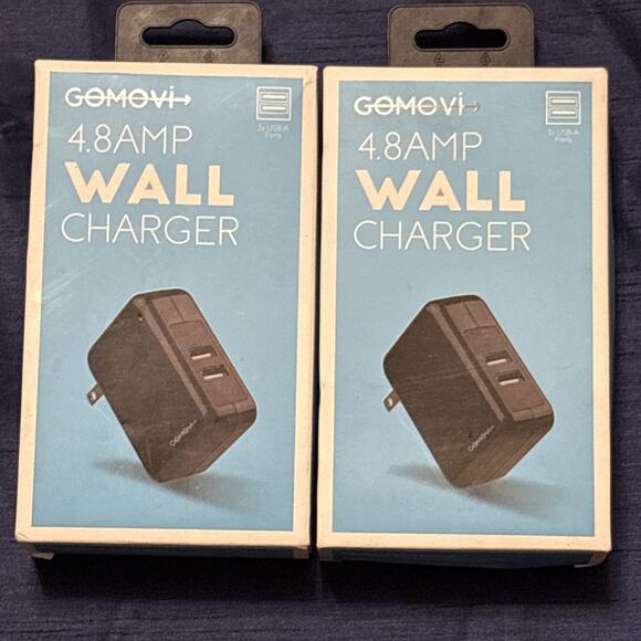 (2) Pack New In The Box GoMovie 4.8 Amp Dual Port USB Wall Charger - Picture 1 of 2